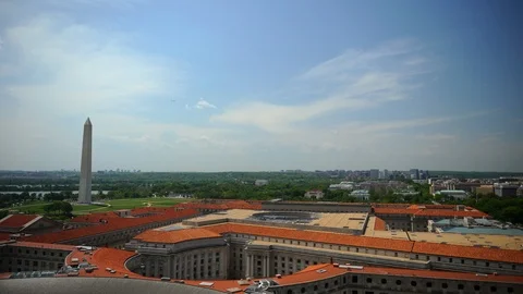 Time Lapse Aerial View Washington D.C. Federal Buildings and Memorial Monument Stock Footage 91576058