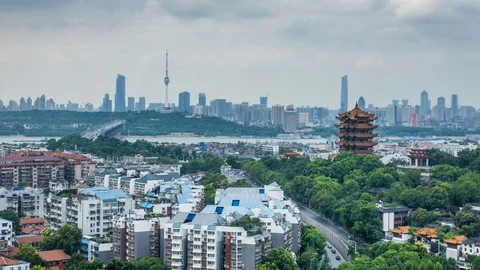 Time lapse of aerial view of wuhan city ,China Video stock 79754522
