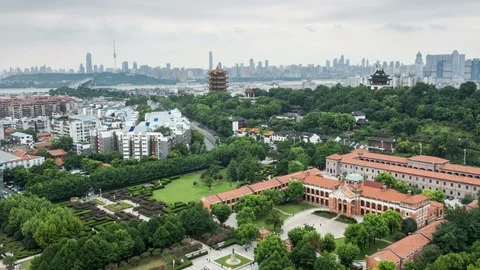 Time lapse of aerial view of wuhan city ,China Stock Footage 79754621