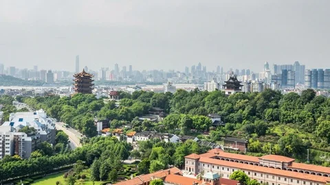 Time lapse of aerial view of wuhan city ,China Stock Footage 79754752
