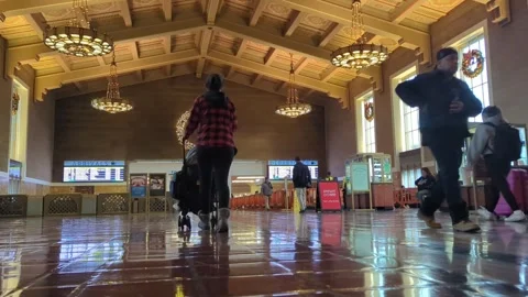 Time lapse of afternoon commuters in Los Angeles at the train station Stock Footage 294389052