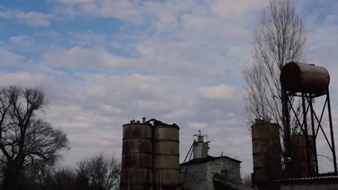 Time lapse against the background of an industrial plant. Stock Footage 225962091