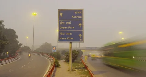 Time Lapse of AIMS flyover in New Delhi, India Stock Footage 72998471