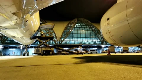 Time lapse of air cargo containers loading to an airplane at the airport Stock Footage 206019585