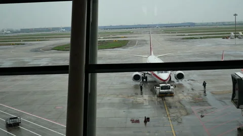 Time lapse of airplane traffic taking off at the shanghai airport Stock Footage 52105972