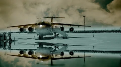 Time lapse of airport plane background. jet charter. aviation background Stock Footage 40632726