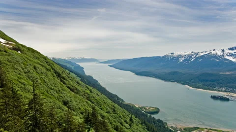 Time-lapse of an Alaskan bay from the top Stock Footage 52216562