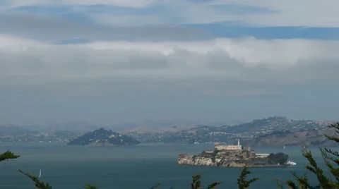 Time lapse Alcatraz cloudy day Stock Footage 1065137