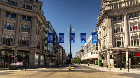 Time lapse of almost empty Oxford Circus, London Stock Footage 131724051