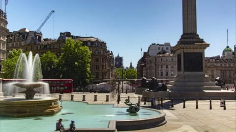 Time lapse of almost empty Trafalgar Square, London, Stock Footage 131724055
