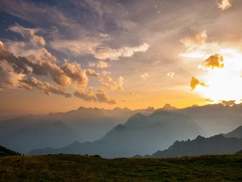 Time lapse of the Alps from sunset to night Stock Footage 79484833