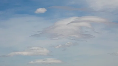 Time Lapse Of Altocumulus Standing Lenticular Clouds In A Partly Blue Sky Stock Footage 125108148