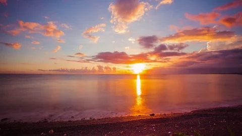 Time Lapse - Amazing Cloudscape Over Ocean at Sunset - 4K Stock Footage 80459441