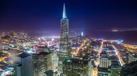Time Lapse - Amazing San Francisco Skyline at Evening Stock Footage