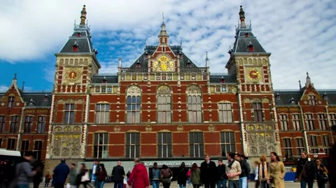 Time-lapse Amsterdam Central Station Stock Footage 40207674