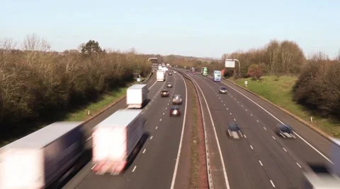 Time lapse and motion blur of motorway traffic Stock Footage 60594445