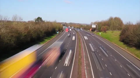 Time lapse and motion blur of motorway traffic Stock Footage 60594466