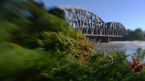 Time Lapse and Tilt Shift Shot of Fog On the Beaver River in Bridgewater, PA Stock Footage 58015336
