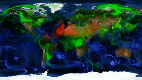 Time lapse animation aerosol optical thickness to study greenhouse effect. 스톡 동영상 100399405