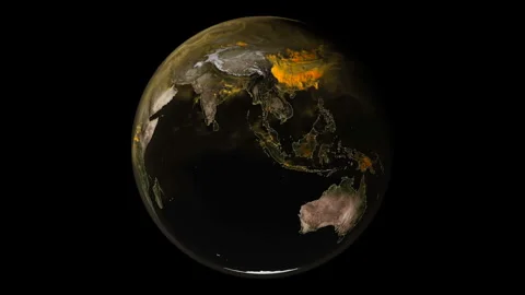 Time lapse animation of Global Atmospheric Carbon Dioxide CO2 gas moved through Stock-Footage 281187708