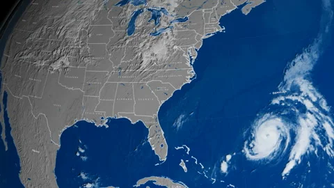 Time lapse animation of hurricane approaching to United States. Elements of this Видео 240133940