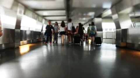 Time lapse of anonymous crowd of people walking on pedestrian street bridge Stock Footage 40659971