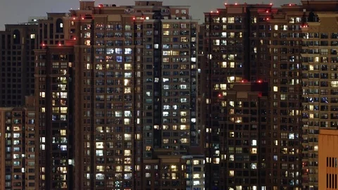 Time lapse of apartment building at night. Stock Footage 76196988