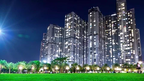 Time lapse of apartment building at night. Stock-Footage 101267906