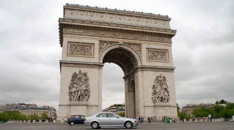 Time-lapse of the Arc de Triomphe in Paris, France. Stock Footage 52327478