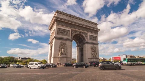 Time lapse of Arc de Triumph with heavy traffic Stock Footage 58619573