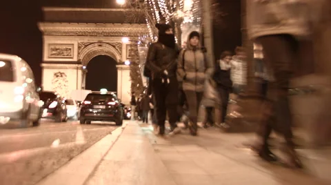 Time-lapse of Arc du Triomphe at Night Stock Footage 47209036