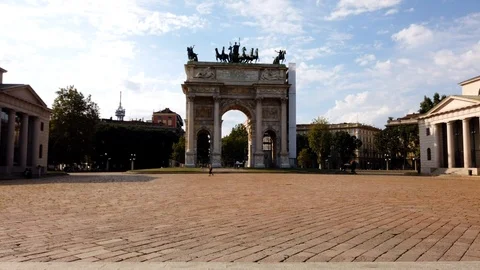 Time Lapse Arco della Pace near Sempione Park in Milan on a sunny day in August Stock Footage 114510837