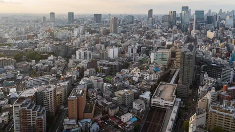 Time lapse arial view of Tokyo's Ebisu zone, a dense modern city with a mix.. Stock Footage 281134072