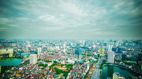 Time Lapse - Ariel View of Downtown Hanoi, Vietnam Stock Footage 56592697