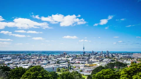 Time Lapse - Ariel View of Downtown Auckland, New Zealand, Zooming In 動画素材 58630579
