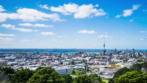 Time Lapse - Ariel View of Downtown Auckland, New Zealand 動画素材 74951578