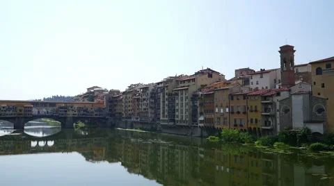 Time lapse with Arno River and Ponte Vecchio bridge in Florence, Italy Stock Footage 65109953