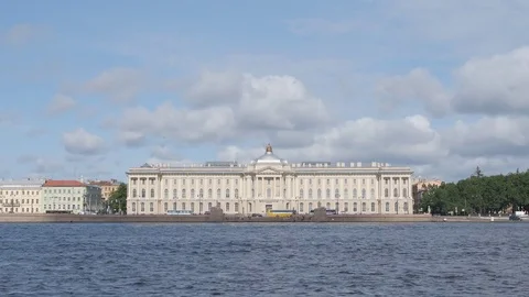 Time-lapse of Art Academy and The Neva river - St Petersburg, Russia Stock Footage 80754567