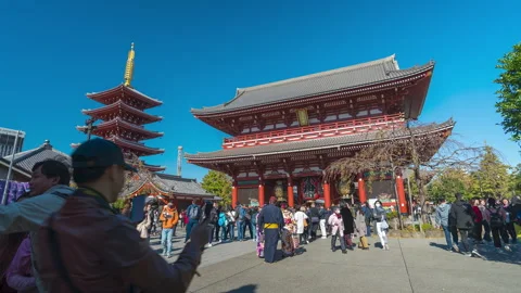 Time lapse of Asakusa Sensoji Temple in Tokyo, Japan. Stock Footage 263966053