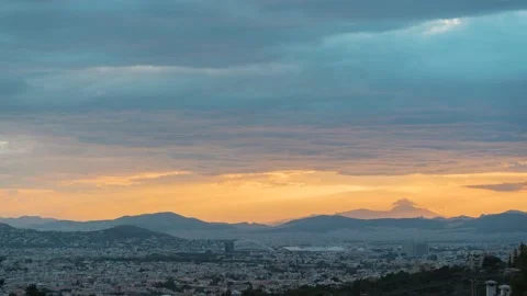 Time-lapse of Athens, Greece on sunset Stock Footage 139074308
