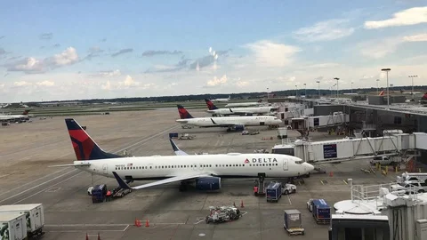 Time-lapse of ATL Airport_DELTA Terminal_1080p Stock Footage