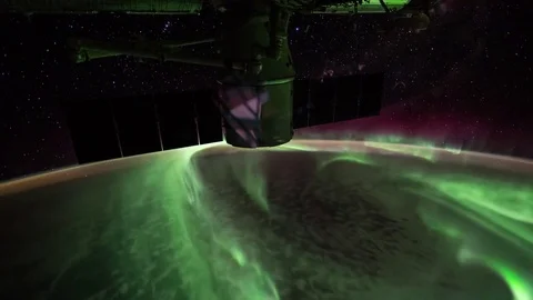 Time lapse of Aurora Australis as the ISS travels pass the southern Indian Ocean Stock Footage 80794633