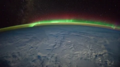 Time lapse of Aurora Australis from Kenya to Indian Ocean in 4K view from space. Stock Footage 74285591