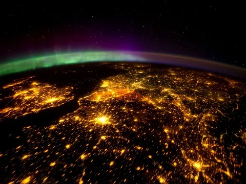 Time lapse of Aurora Borealis as the ISS travels pass earth Stock Footage 80225797