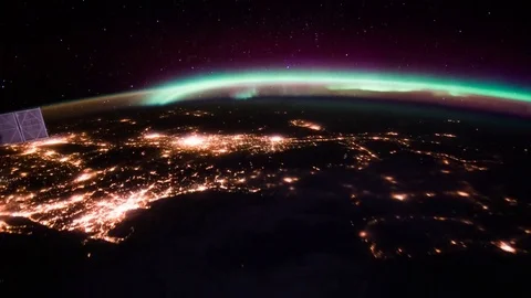 Time lapse of Aurora Borealis over Eastern North America in 4K. Stock Footage 74285480