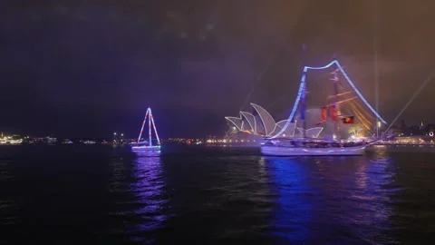 Time lapse Australia day evening celebrations around Sydney Opera House 4K Video stock 263394043