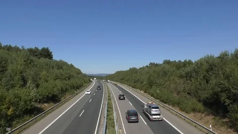Time Lapse: autobahn (German freeway) seen from bridge, highway, traffic, cars Stock Footage 115134738