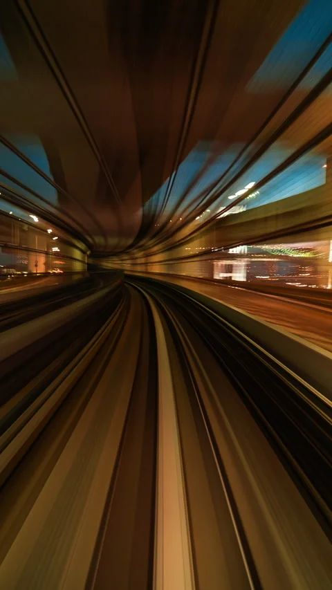 Time lapse of automatic train moving inside the tunnel in Tokyo, Japan. Video stock 279717394