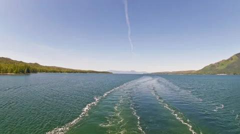 Time-lapse from the back of a cruise ship going up a channel near Ketchikan, Stock Footage 52216892