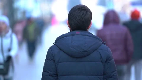 Time lapse back view man standing alone in the street. Stock Footage 146838146
